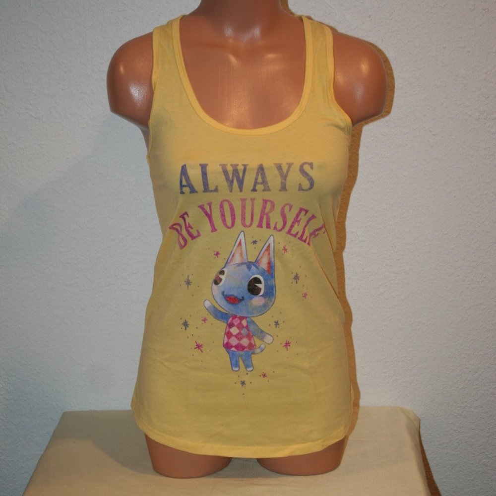 Nintendo Rosie Animal Crossing Tank Top Racerback Yellow XS "Always Be Yourself"